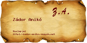 Zádor Anikó névjegykártya